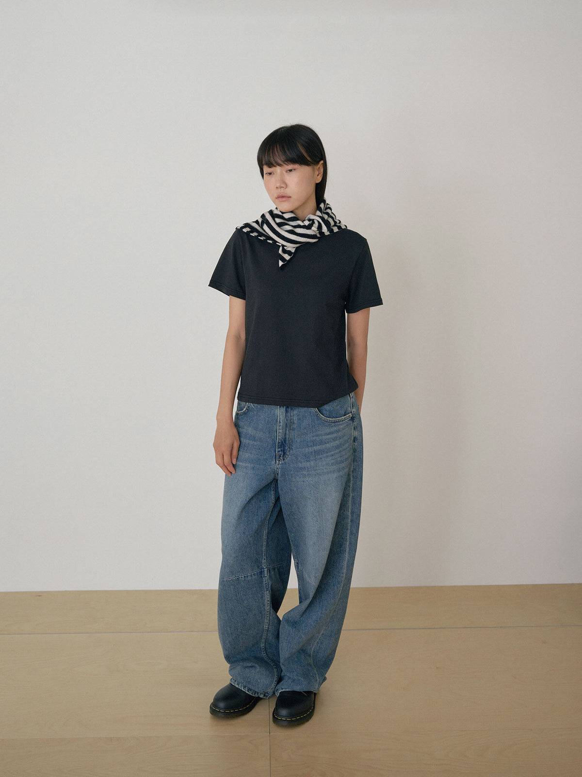 MARAN Stripe Square Scarf - Black 商品画像14/21