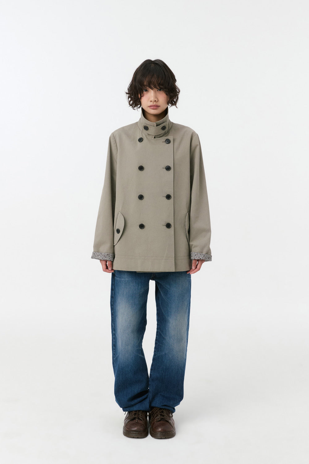 VINTAGE FLORAL HALF COAT, KHAKI