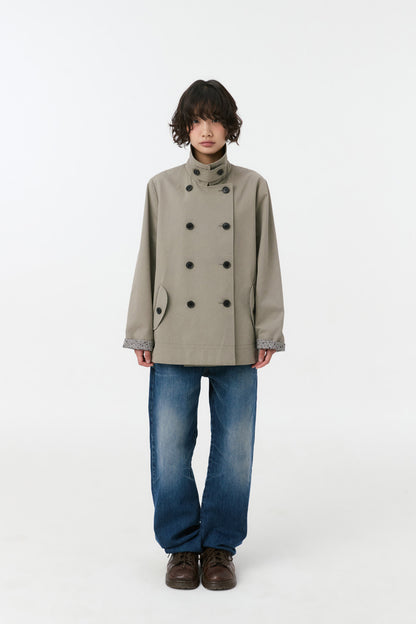VINTAGE FLORAL HALF COAT, KHAKI