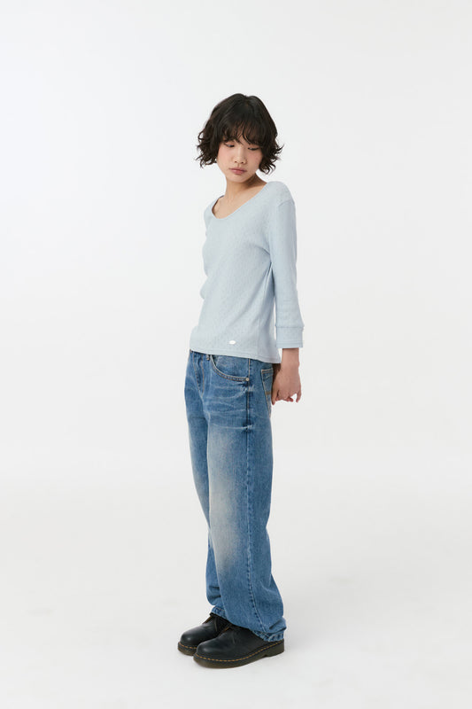 PUNCHING SLIM T-SHIRT, BLUE