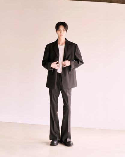 Choke Pocket Wool Flare Slacks_Black