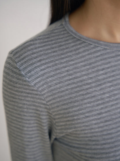MARAN Rib Stripe Long Sleeve - Gray 商品画像15/21