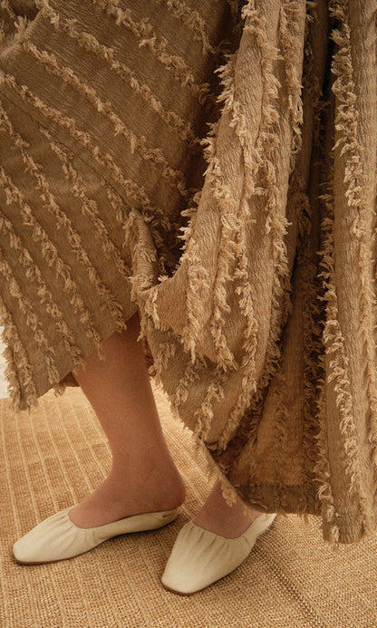Ethnic drape long skirt Beige