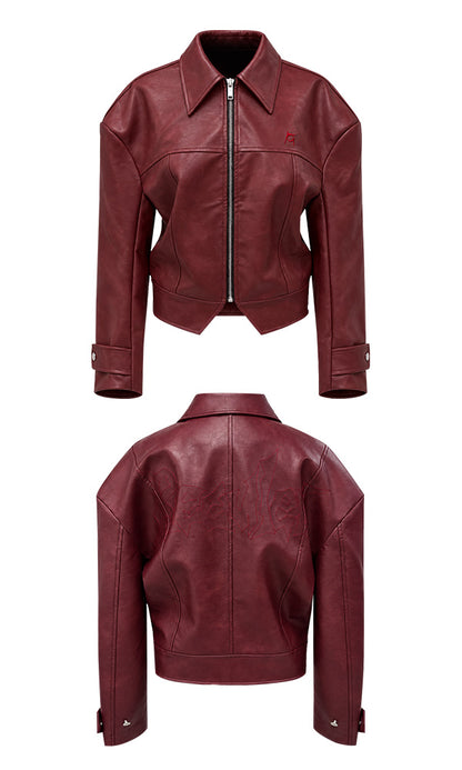 Reculer Signature stitch leather jacket(バーガンディ) 商品画像5/6