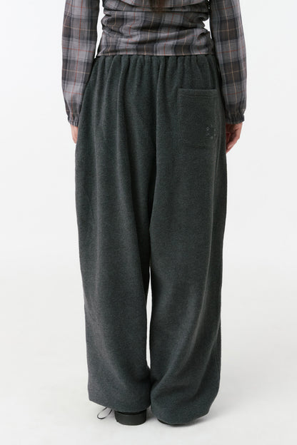 SIGNATURE EMBROIDERY FLEECE PANTS, CHARCOAL