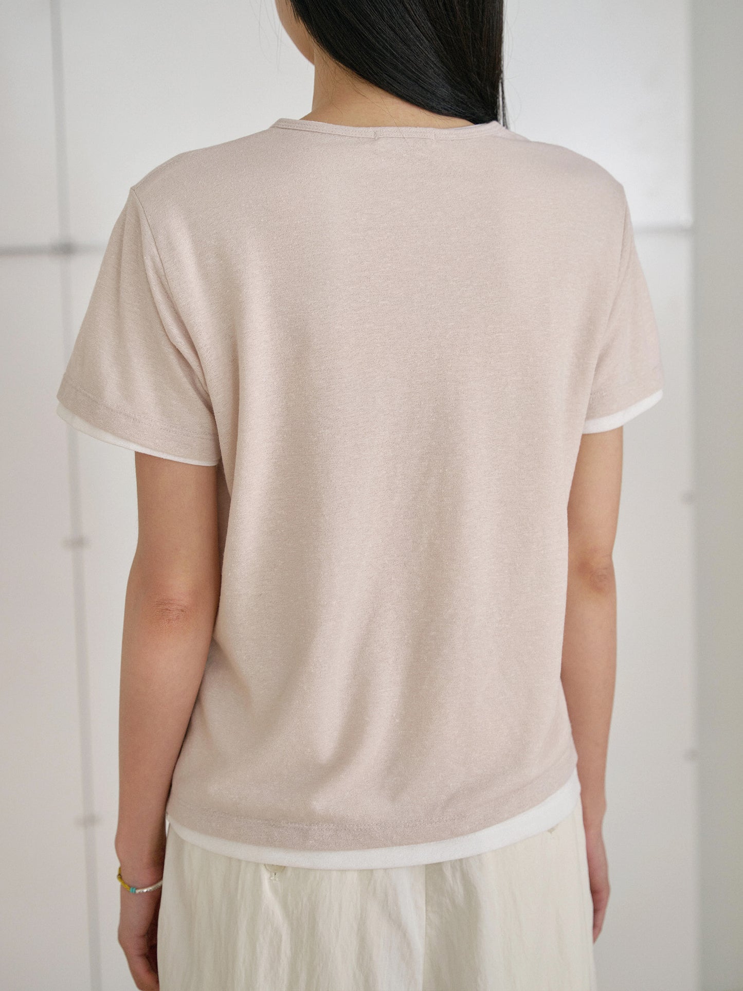 Linen Basic Short Sleeve - Beige