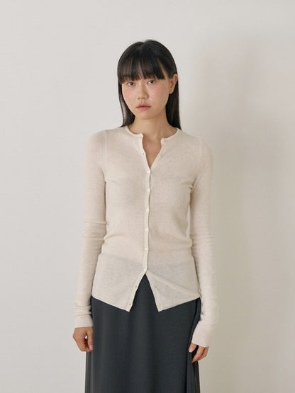 Alpaca Button Cardigan - Ivory 3
