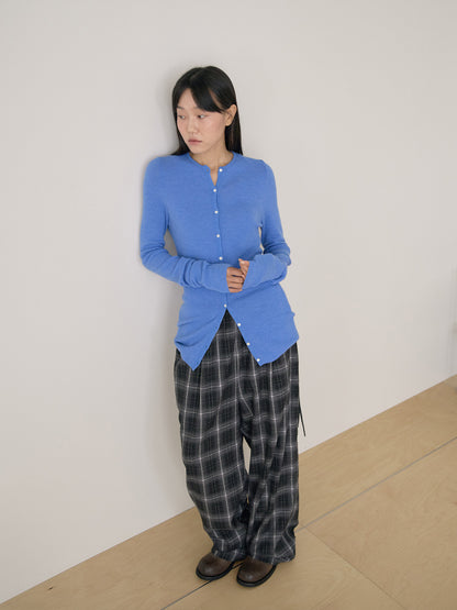 Alpaca Button Cardigan - Blue 5