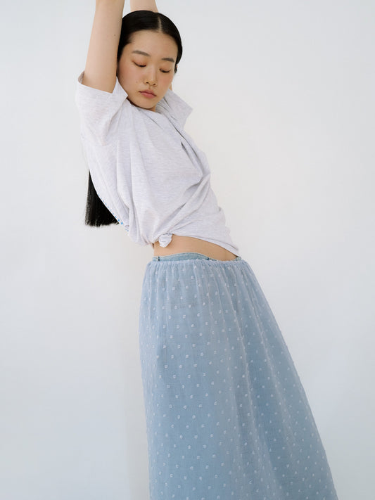 Dot Slit Skirt - Blue