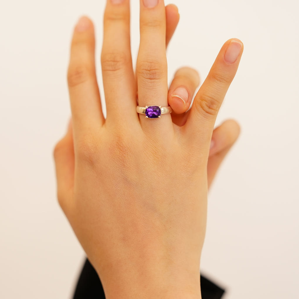 SUMMER TAG SOL] Amethyst Prong Facet 925 Silver Ring – WooStore