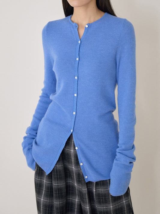 Alpaca Button Cardigan - Blue 4