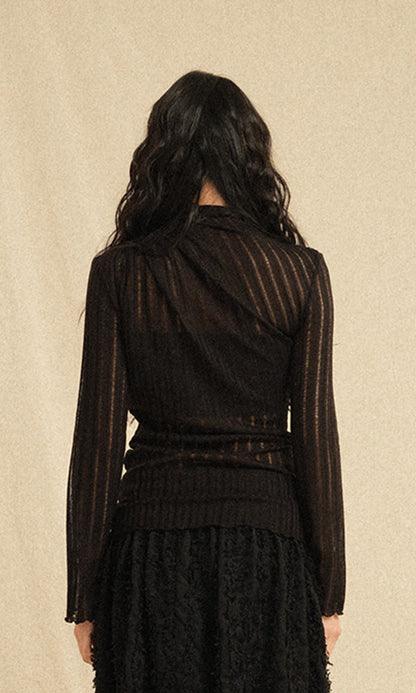 See-through Turtleneck T-shirts Black (SS Ver.)