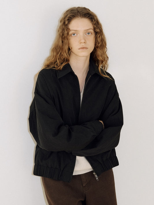 Washed Gabardine Blouson - Black 1