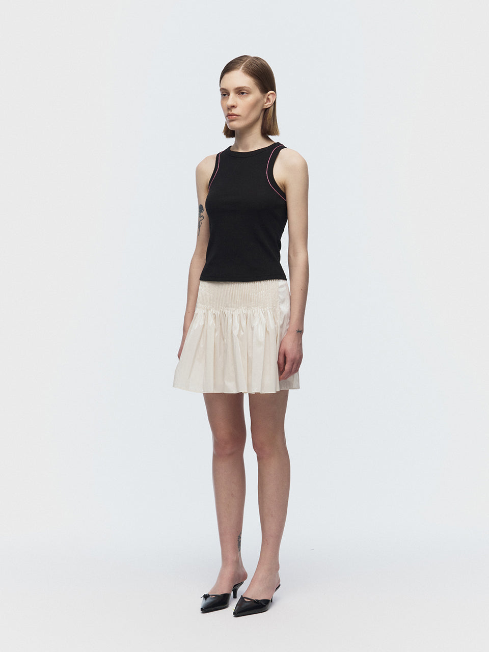 [ARIK. Arik] [24SS] DIPHDA pin tuck skirt Ivory