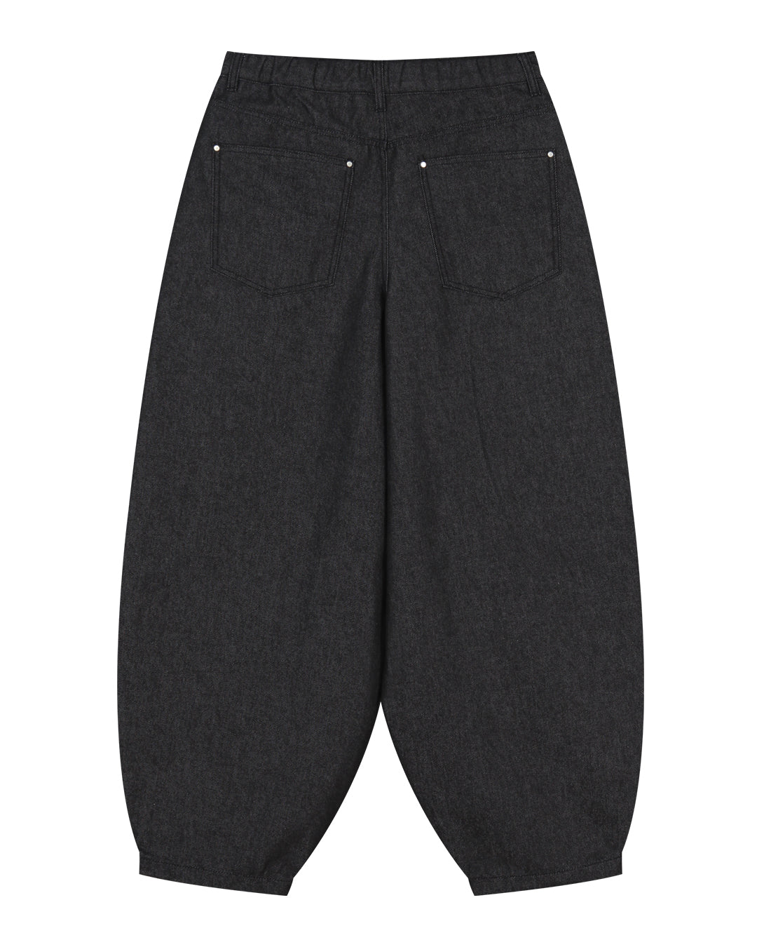Balloon Pocket Non-fade Denim Pants_Black 