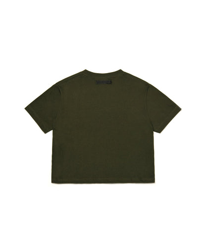【C Wear シーウエア】 Oversized Crop T-Shirt Khaki