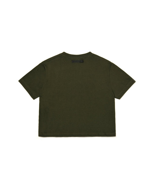 【C Wear シーウエア】 Oversized Crop T-Shirt Khaki