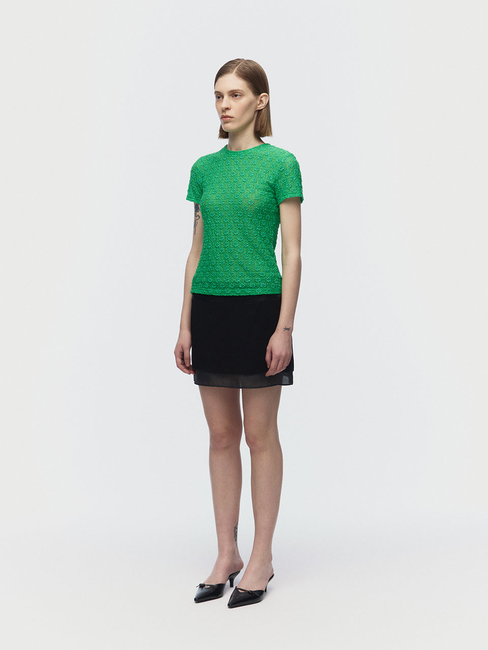 ARIK. [24SS] SAMAKAH Layered mini skirt Black