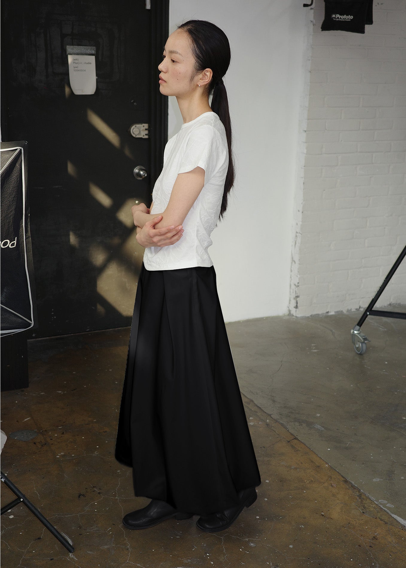 BALLOON MAXI SKIRT -BLACK