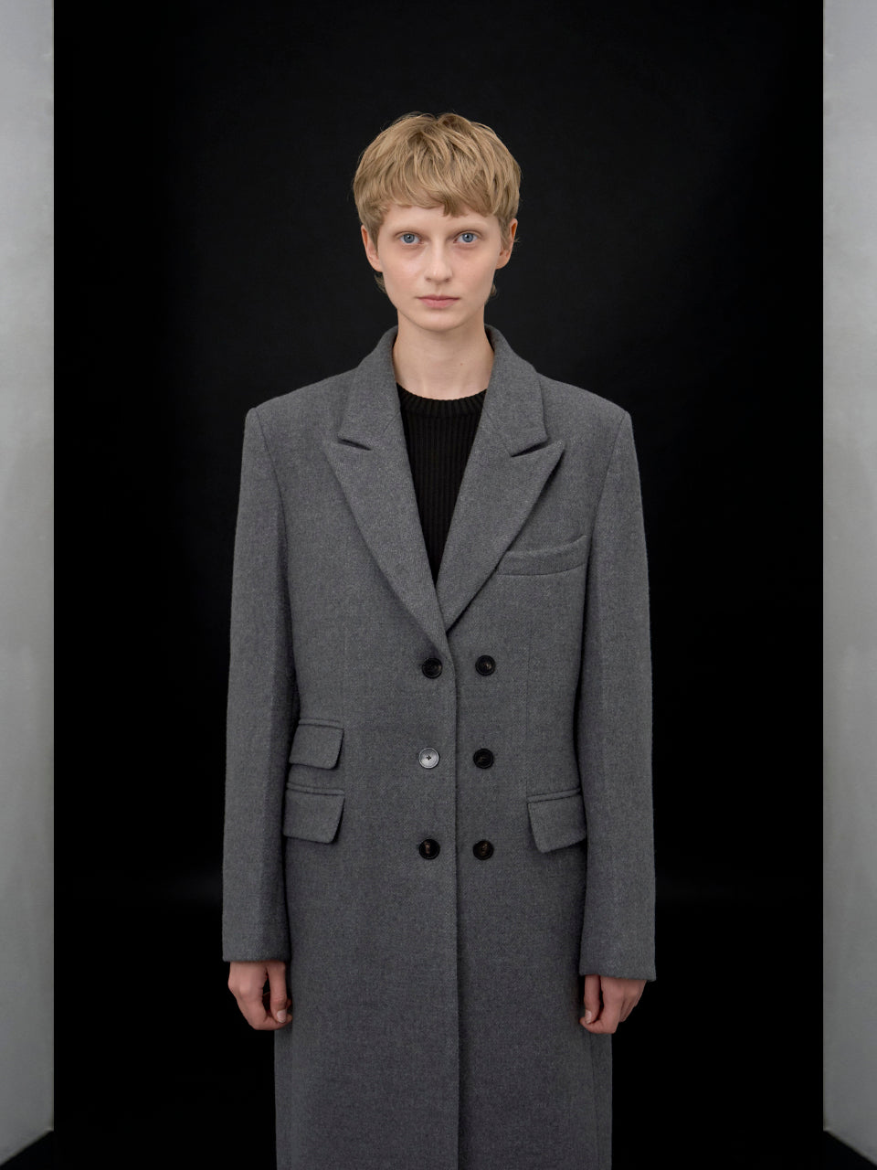 【ARIK. アリク AW】Libra tailored single breasted wool coat Melange Grey