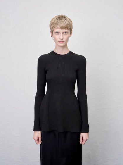 【ARIK. アリク AW】 Ara panel flare knit top Black
