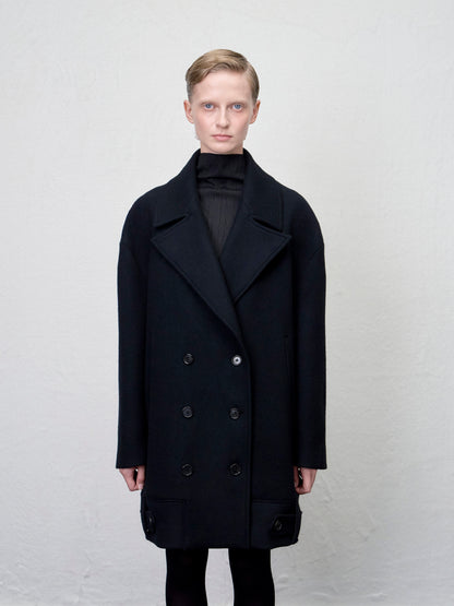 ARIK. Anser wool oversized pea coat in Black
