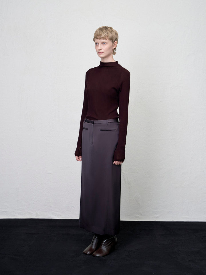 【ARIK. アリク AW】Lyra satin maxi skirt Plum Brown