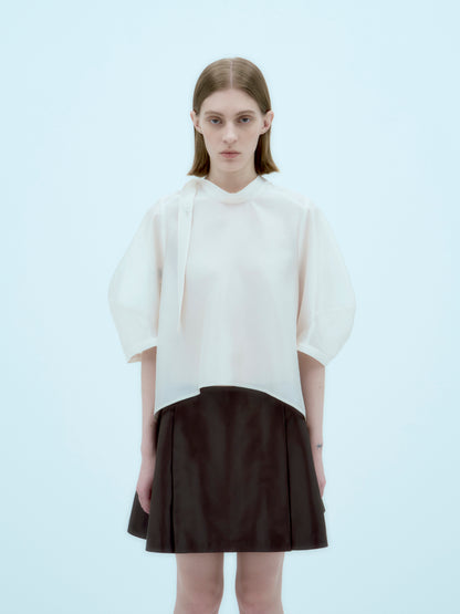 [ARIK.] [25SS] ALKES Panel flare skirt Umber Brown