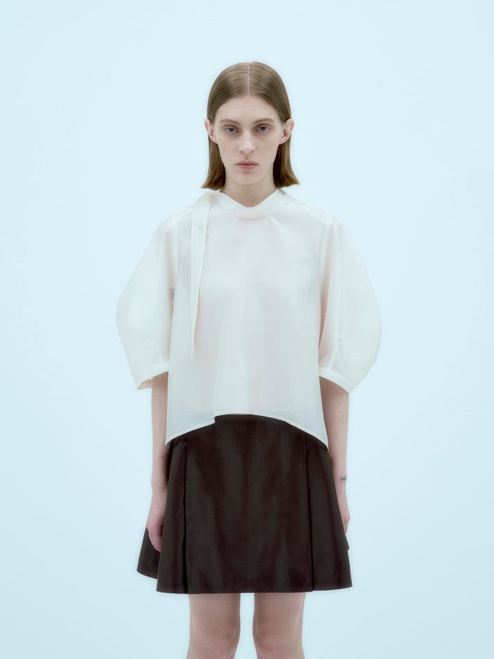[ARIK.] [25SS] ALKES Panel flare skirt Umber Brown