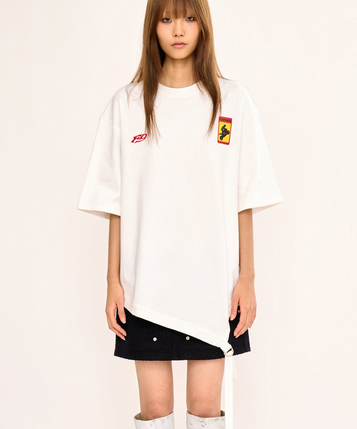 Asymmetric Belt T-Shirt - White