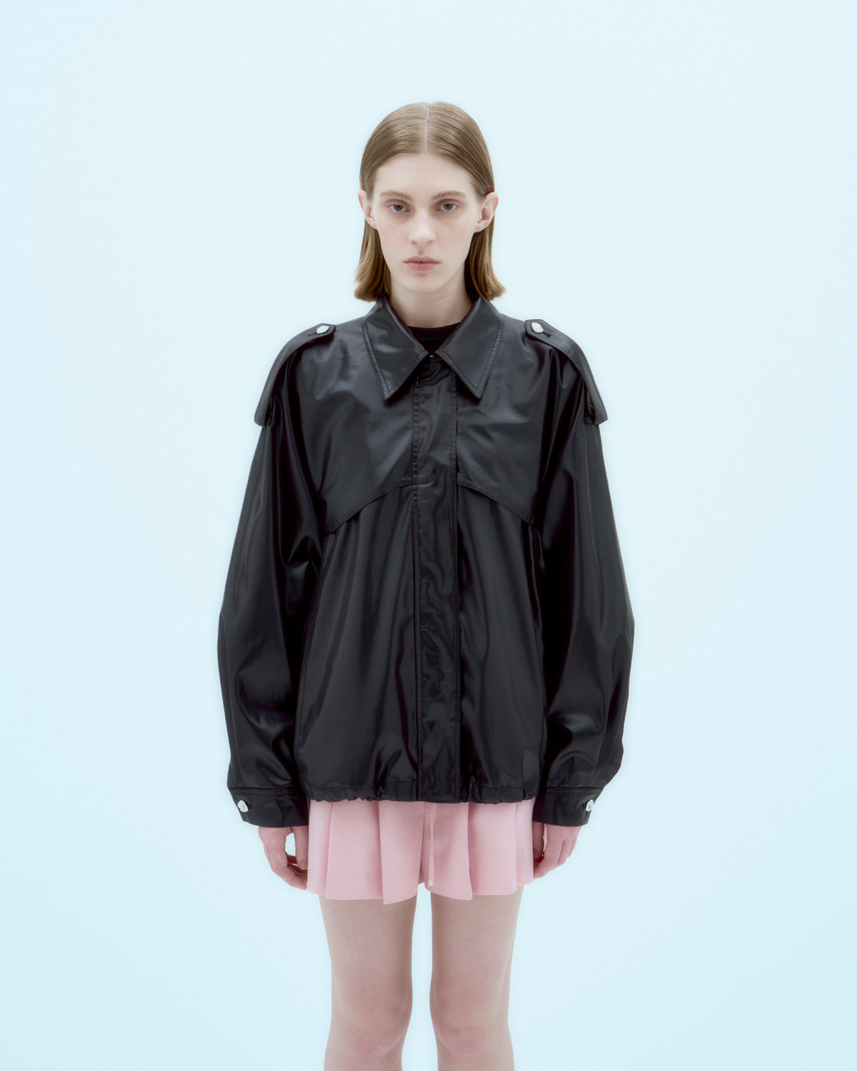 [ARIK.] [25SS] HEZE oversized trench bomber jacket Black