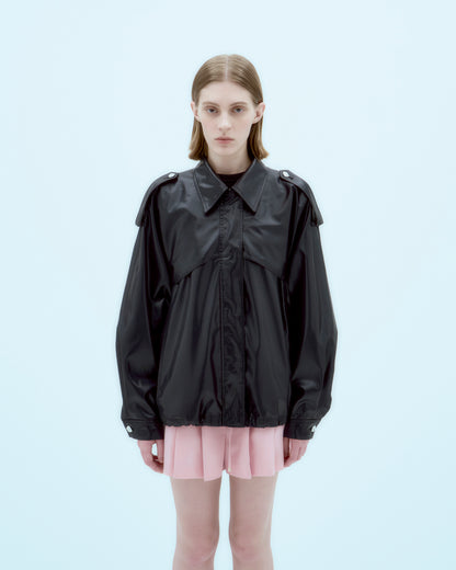 [ARIK.] [25SS] HEZE oversized trench bomber jacket Black