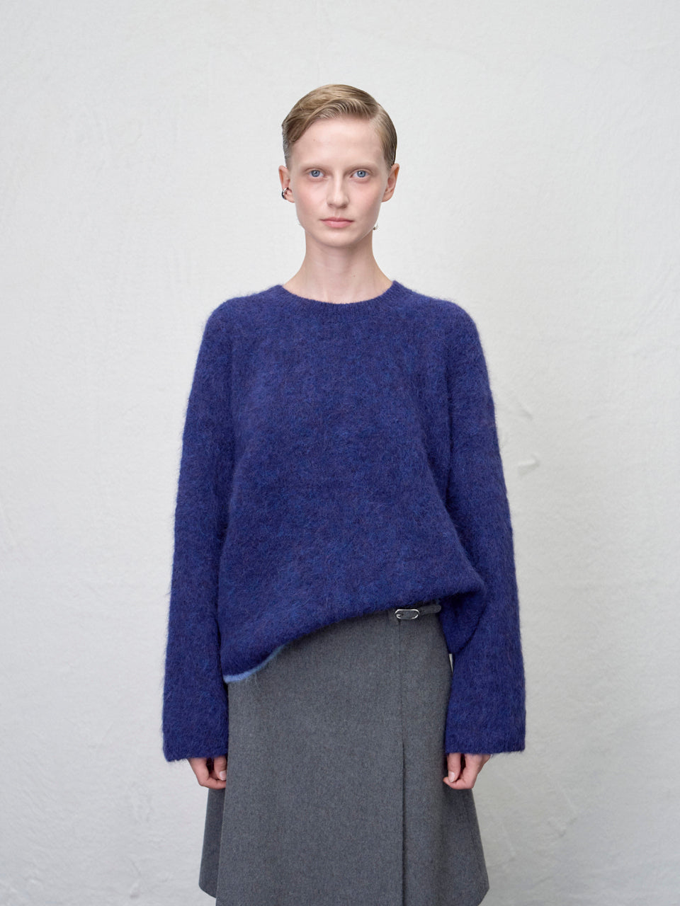 【ARIK. アリク AW】Shaula boxy alpaca knit jumper Violet Blue
