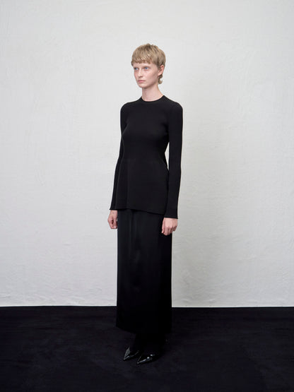 [ARIK. AW] Lyra satin maxi skirt Black