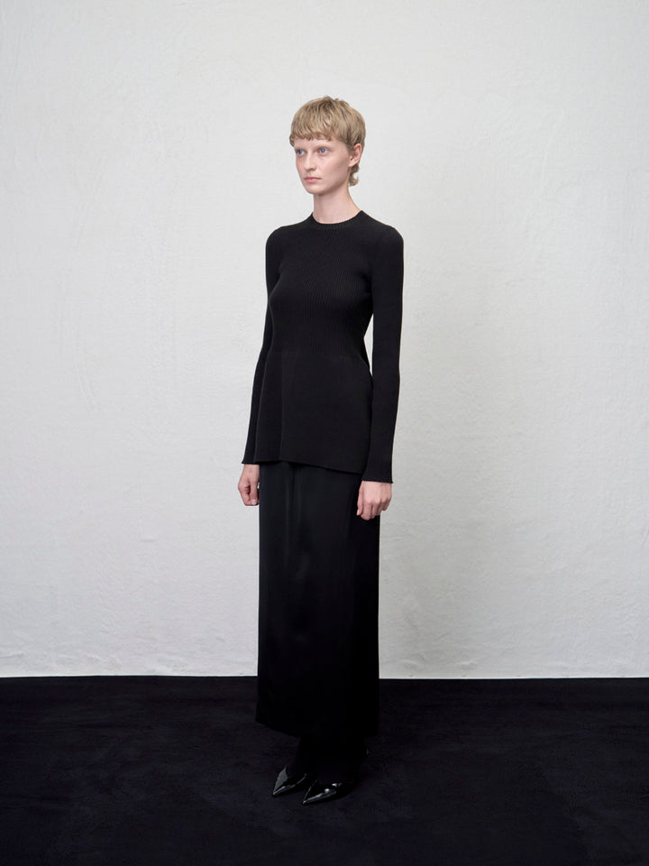 【ARIK. アリク AW】Lyra satin maxi skirt Black