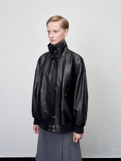 [ARIK. Arik AW] Segin oversized panel leather bomber jacket by ONLY FRANK srl