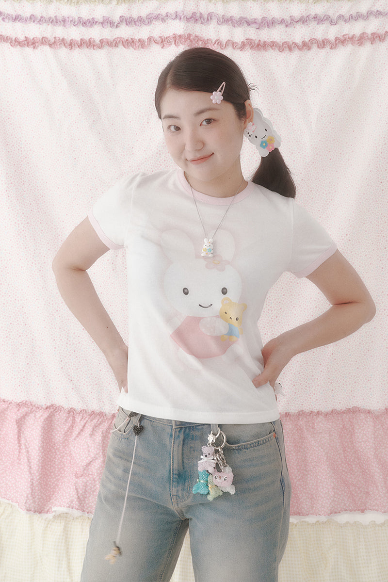 [X YOUNGART] KIDDY Hugs JINI Dot Ringer T-shirt