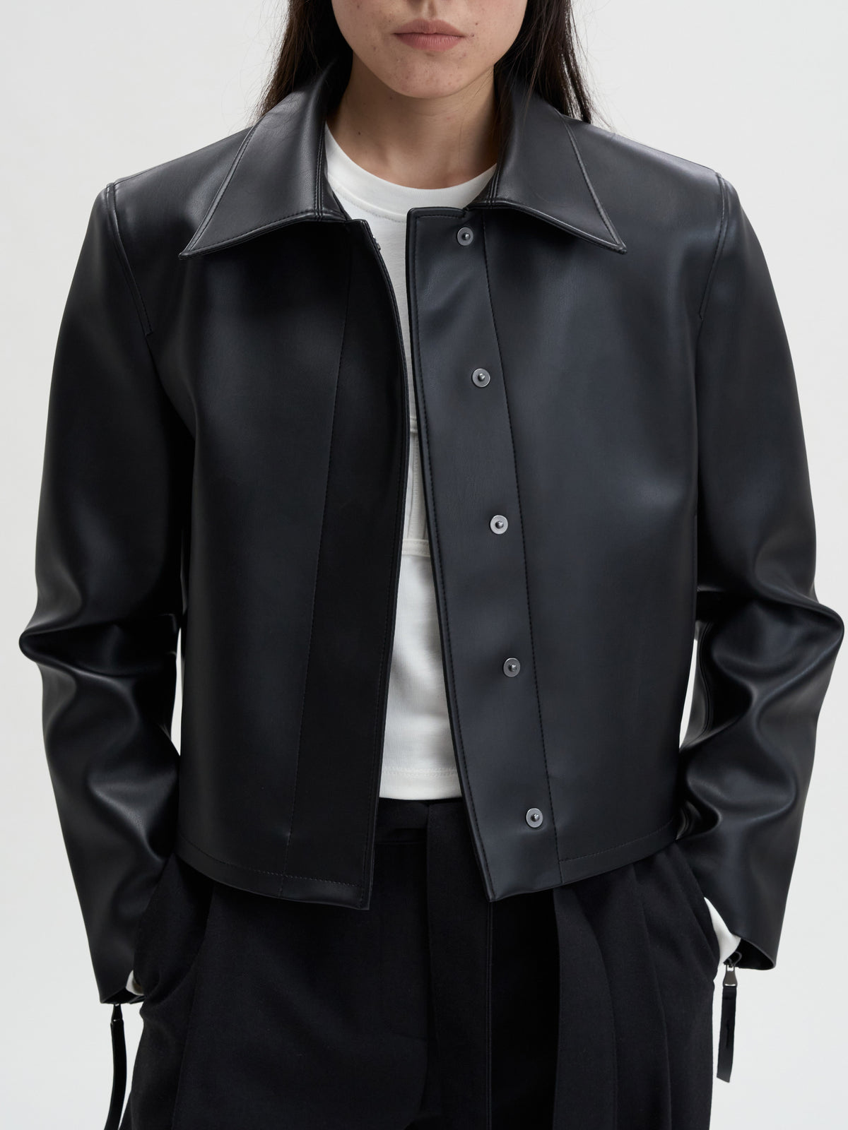 【MAGJAY】Slick Leather Jacket - Black
