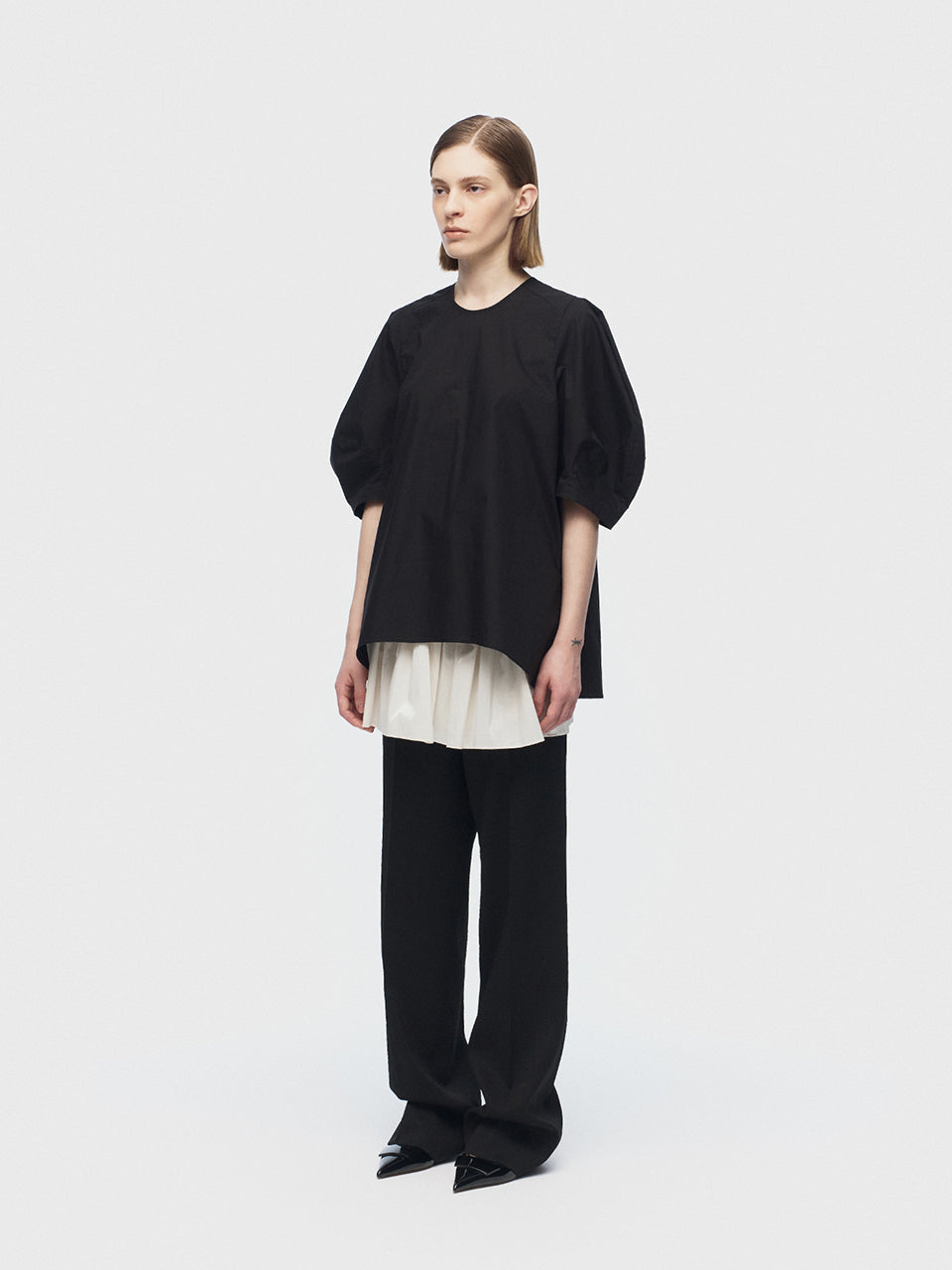 ARIK. [24SS] MIRACH layered straight pants Black