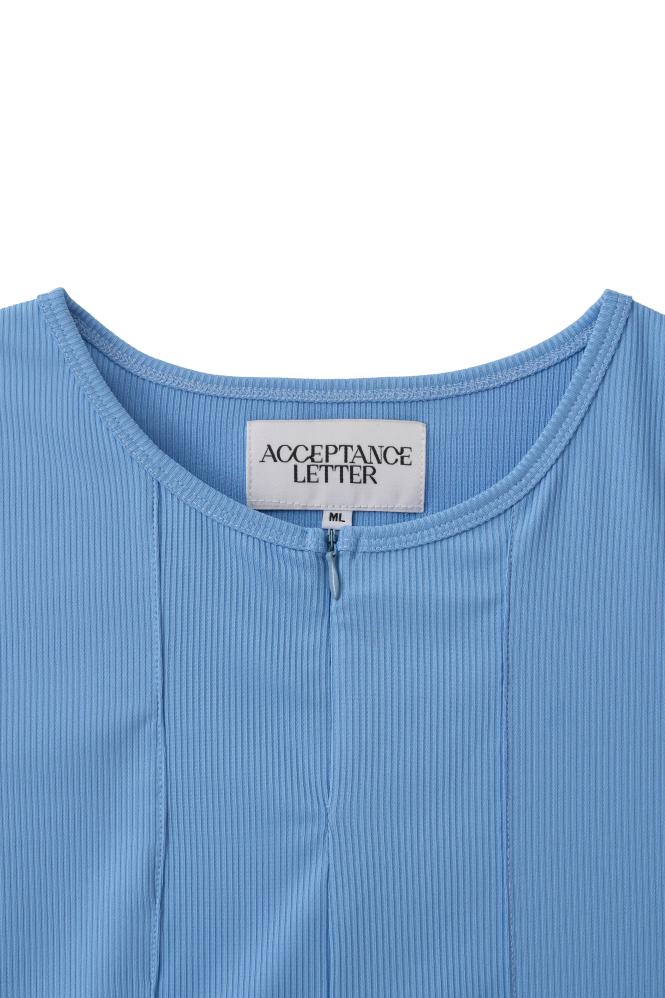 Zip-Up Tank Top - Sky Blue, Black