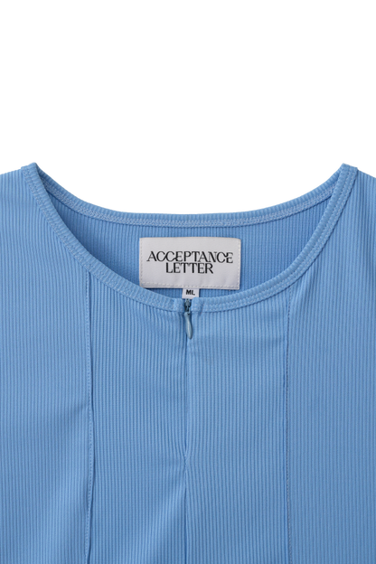 Zip-Up Tank Top - Sky Blue, Black