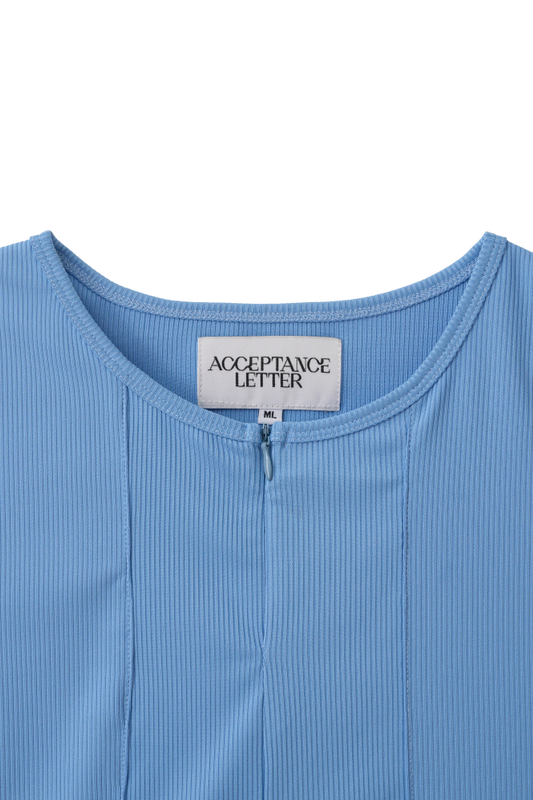 Zip-Up Tank Top - Sky Blue, Black
