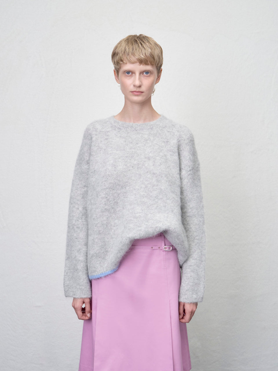 【ARIK. アリク AW】Shaula boxy alpaca knit jumper Melange Grey