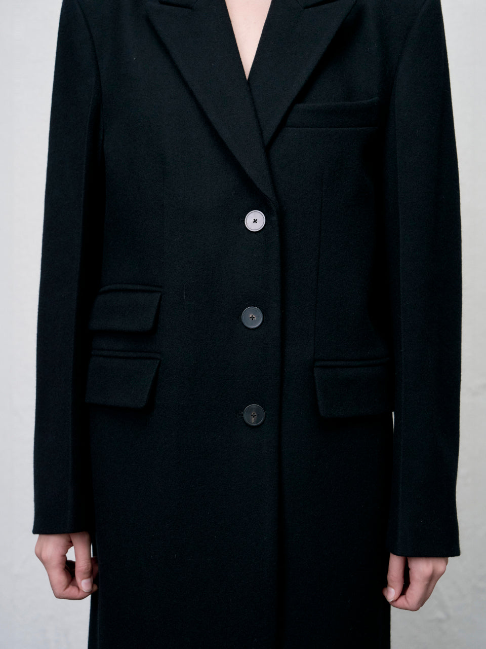 【ARIK. アリク AW】[REORDER] Libra tailored single breasted wool coat Black