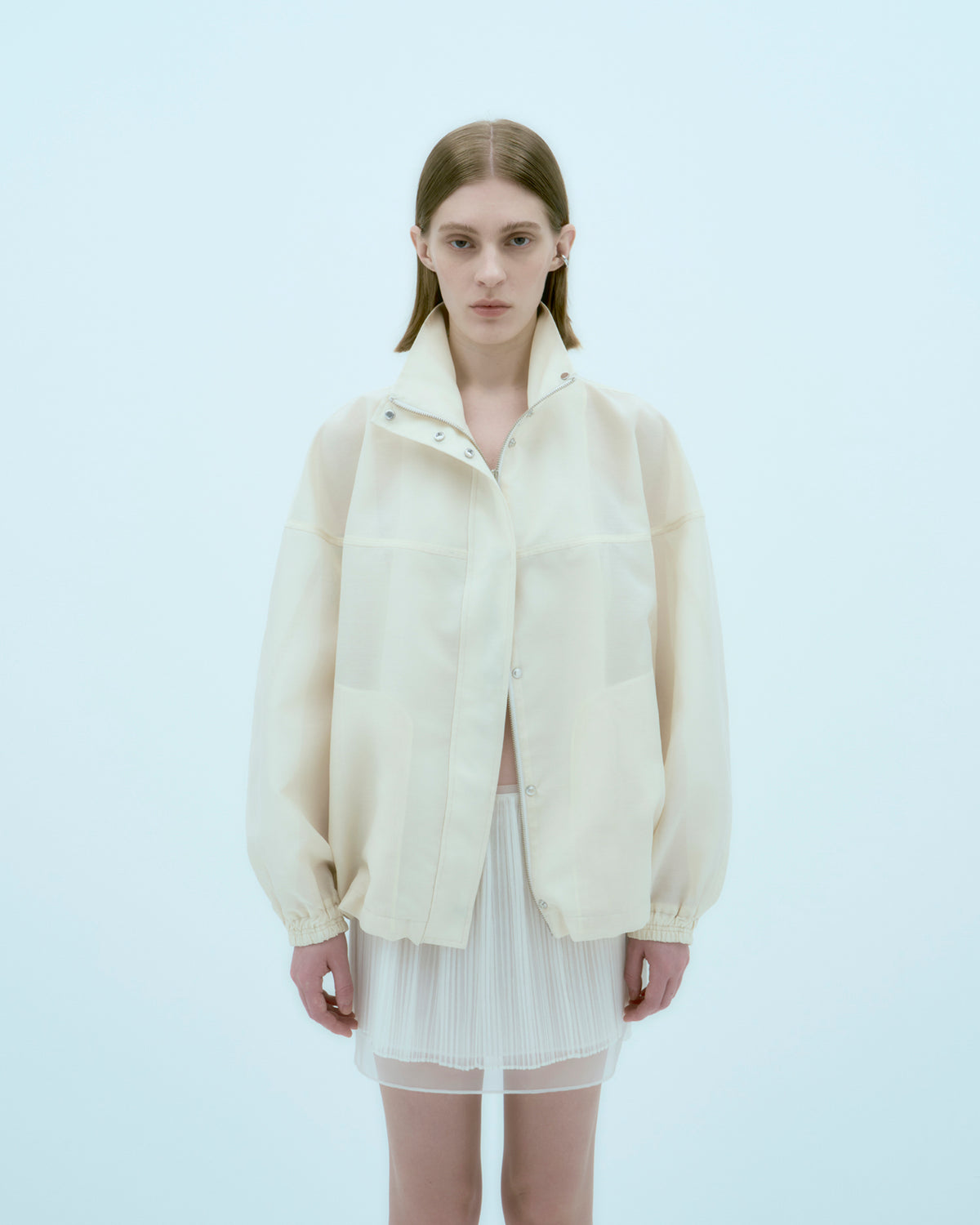 [ARIK.] [25SS] ELBA oversized sheer bomber jacket Butter Cream