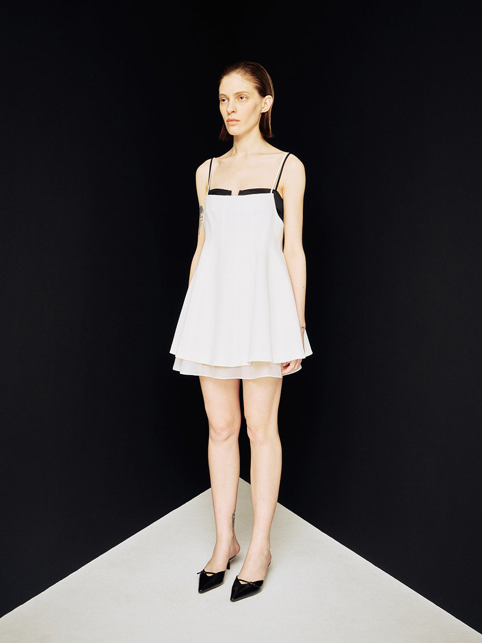 [ARIK.] [24SS] PISCES Layered panel sleeveless dress top Ivory