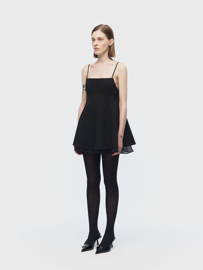 [ARIK.] [24SS] PISCES Layered panel sleeveless dress top Black