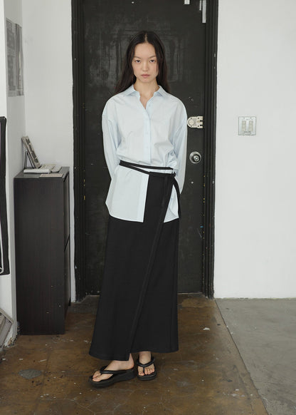 COMFY WRAP SKIRT -BLACK