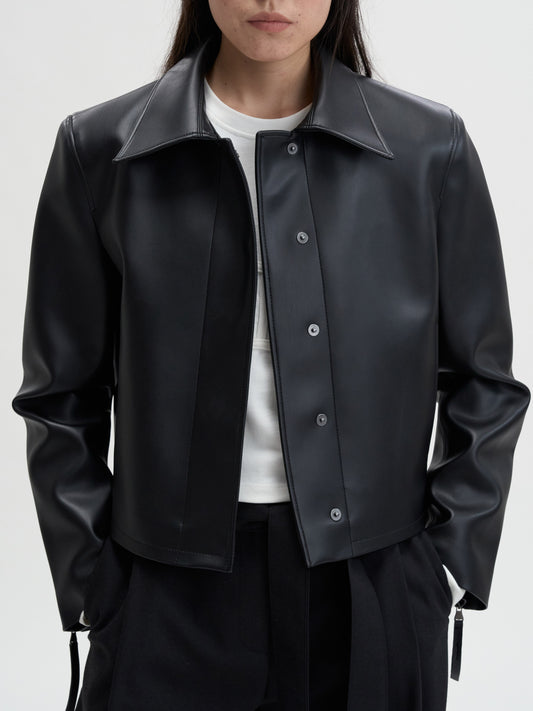 [MAGJAY] Slick Leather Jacket - Black