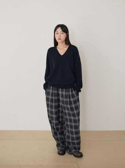 Side String Check Pants - Black 12